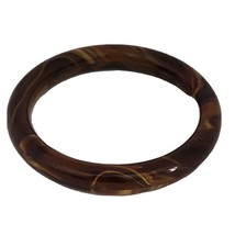 Vintage 70s Dark Brown Swirl Art Glass Bangle Bracelet - $26.72