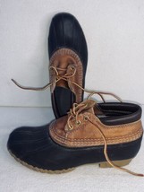 LL BEAN Womens Sz 7 Gumshoe Loafers Bean Boots Rubber Leather Brown Made In USA - $63.64