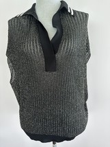 Lanvin Ete 2017 black knitted ribbed metallic top blouse sz XL - £78.21 GBP
