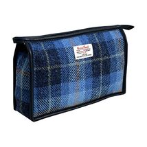 Vagabond Bags Harris Tweed Check Holdall Toiletry Bag, 24 cm, Mid Blue  - $33.00