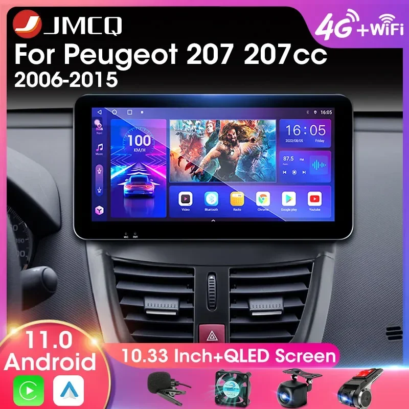 JMCQ 2Din 10.33&quot; Car Radio For Peugeot 207 207CC 2006-2015 Multimedia Video - £109.34 GBP+
