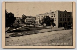 Logan OH Ambrose Hotel And Park Horse Drawn Wagon Ohio Postcard G37 - $14.95