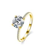 2.15CT S925 Silver 14K Gold Plated VVS Moissanite Engagement Ring, 4-Pro... - $83.00