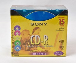 SONY CD-R Slim Color Collection 15 PACK New Sealed - $29.65
