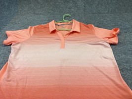 Adidas Golf Shirt  Womens XL Orange Striped Polo Tennis Stretch - £11.07 GBP