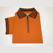 Men Sports Shirt DE-NIKO Short Sleeves Cotton Zipper Polo Shirt DBK104 Rust image 6