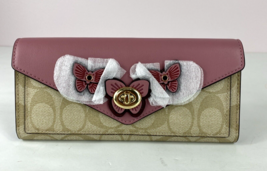 Coach Wallet Envelope Butterfly Applique Turnlock 3126  Rose Khaki $278  W34 - £127.68 GBP