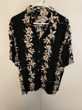  Vintage Paradise Found 2XL Hawaiian Shirt  Black Star Orchid Magnum PI - $78.21