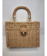 Bohemian Square Retro Straw Woven Box Mini Handbag  Straw Beach Tote Bag  - $15.85