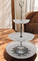 Vintage 3-Tier Glass and Silver-Plated Serving Tray Dessert Stand West Germany - $55.89