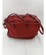 Tumi Business Bag Tote Red Nylon with Leather Trim Travel Zip Bag STAINE... - $39.54