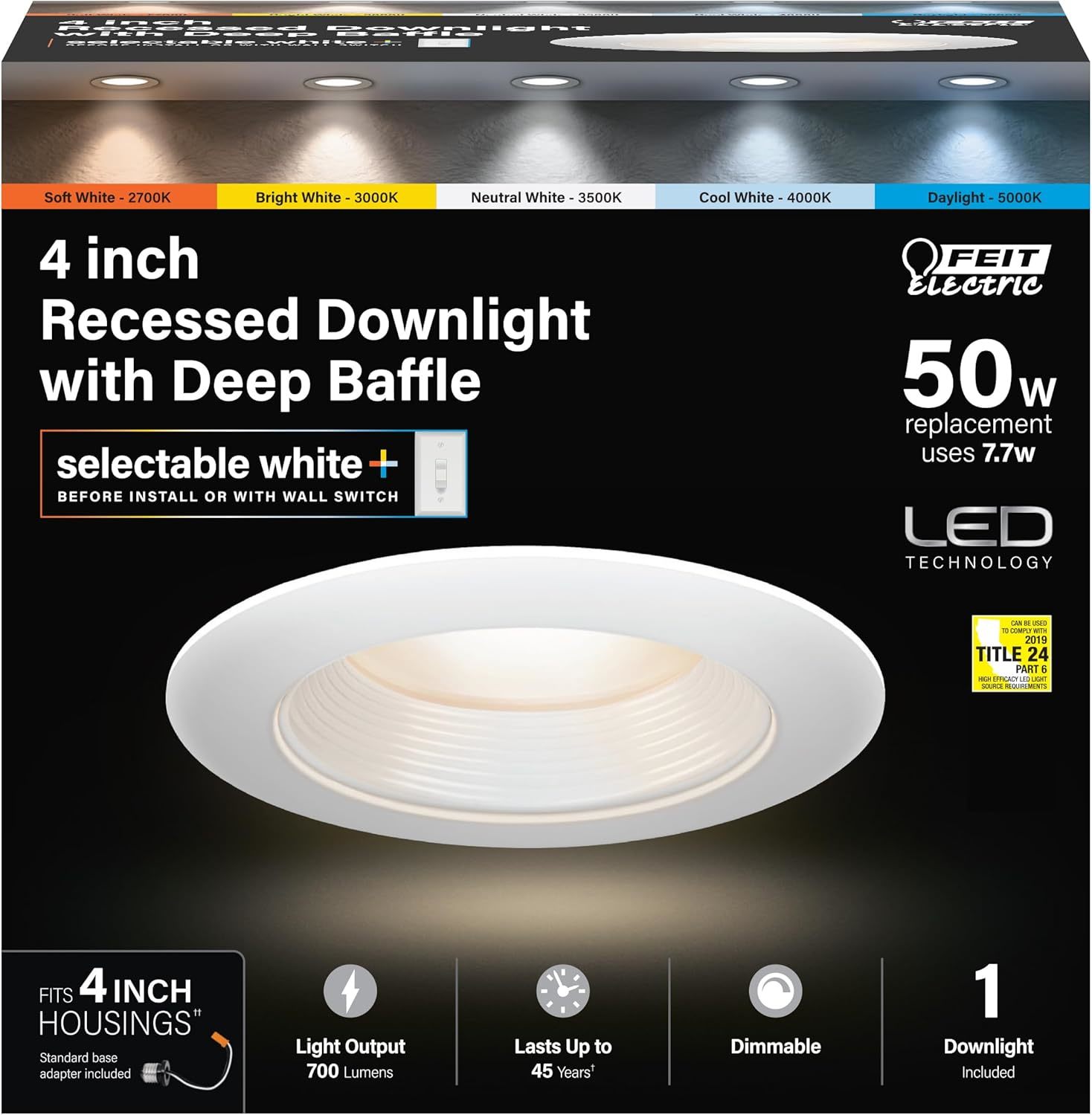 Feit Electric 4 Inch Canless Recessed Led Downlight, 50W, Ledr4Db/6Wyca - $34.99
