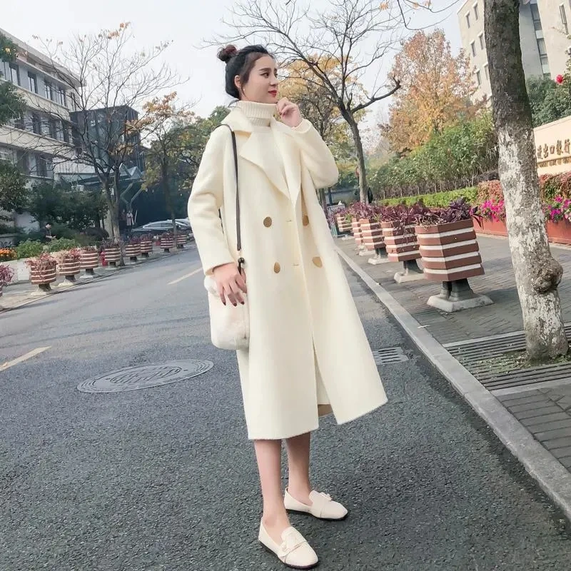 coats woman winter  Solid Slim Elegant  Coat  White Streetwear Overcoat female T - £264.56 GBP