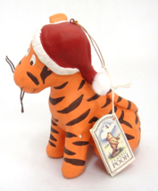 Disney Winnie Pooh Tigger Christmas Figurine Wearing Santa Hat 7&quot; Tall Scarce - £11.09 GBP