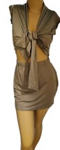Sexy 3 PcCrop Top/Bow &amp; Mini Skirt Padded Cap Sleeves Avocado Small - $7.13