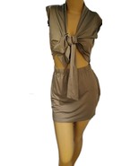 Sexy 3 PcCrop Top/Bow &amp; Mini Skirt Padded Cap Sleeves Avocado Small - $9.82 CAD