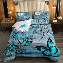 Butterfly Bedding Sets For Girls Teens Women Bedroom Rustic Flower Comforter Set - £95.11 GBP