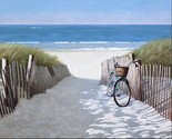 34.5&quot; X 44&quot; Panel Beach Bike Fence Sand Ocean Multicolor Cotton Fabric D... - $13.37