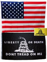 United States of America and Liberty or Death Don&#39;t Tread On Me 3X5 Ft Flags - S - £7.89 GBP