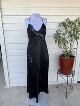 VTG Vanity Fair Black Nylon Lace Long Nightgown Lingerie Slip Dress Maxi... - £33.46 GBP