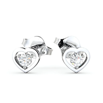 Heart Shaped Lab Grown Round Diamond Stud Earrings 14K White Gold - $800.00