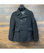 Men&#39;s DIESEL Wool Double Breasted Pea Coat Overcoat Black Size 14/16 - $63.81 CAD