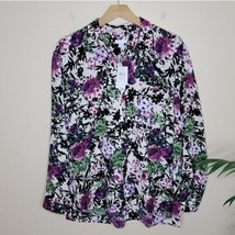 NWT J. Jill | Multicolor Floral Print Button Front Blouse, womens size medium - £30.47 GBP