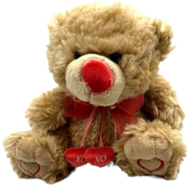 Caltoy 10&quot; Tan Bear XO Red Heart Valentines Day Plush Stuffed Animal Gift - £12.61 GBP