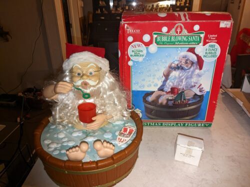 Primary image for Vintage Telco Animated Bubble Blowing Santa Claus Blows Real Bubbles in Box 1995
