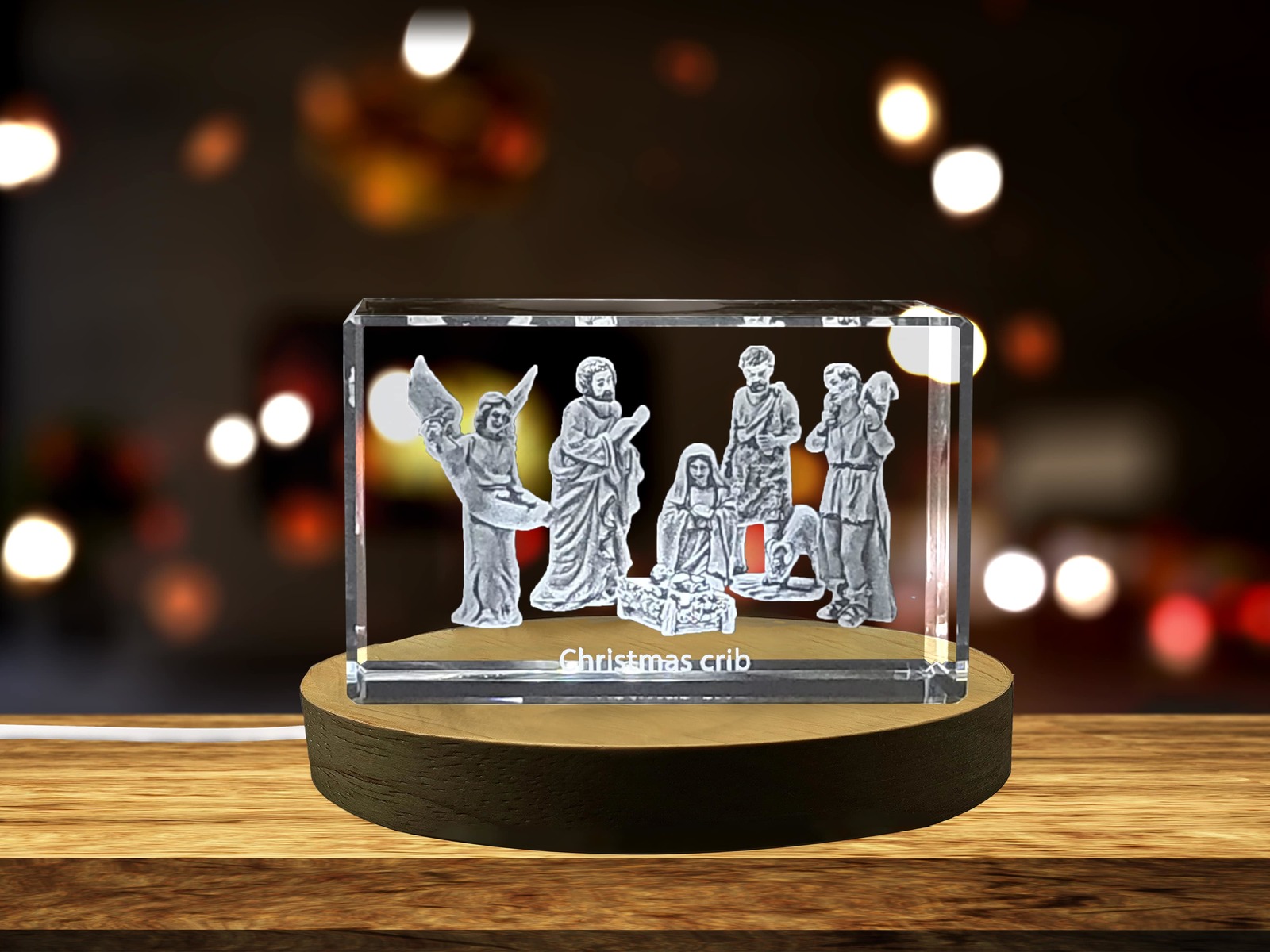 LED Base included | A Night of Wonder | Christmas Crib 3D Engraved Crystal