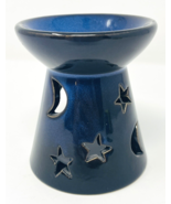 Vintage Ceramic Oil Warmer Candle Wax Melter Blue/Black Whimsigoth Celes... - $374.48 MXN