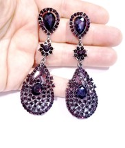 Deep Purple Chandelier Earrings, Gift for Her, Bridesmaid Rhinestone Earrings, B - $35.98