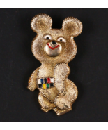 1980 Moscow Olympics Misha The Bear Mascot Vintage Soviet USSR Aluminum Pin - $14.26