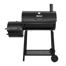 Charcoal Grill With Offset Smoker BBQ Barbecue Outdoor Cooking Portable Black - £177.24 GBP
