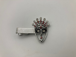 Vintage Native Mask Style Bejeweled Face Tie Clip - $7.90