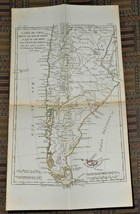 XRARE: 1780 map of Chile and southern Peru by M. Bonne hand-colored: - £17.13 GBP