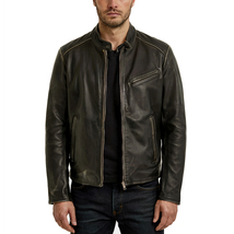 Alpha Rider Black Distressed Look Biker Leather Jacket - $5,179.41 MXN