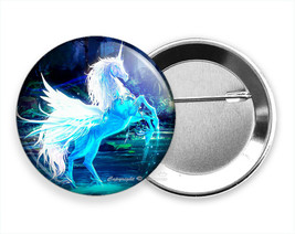 Whimsical Fantasy White Unicorn Horse Pin Pinback Button Animal Lover Gift Idea - £10.61 GBP+