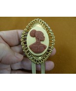 CAH20-5) RARE African American LADY ivory + brown CAMEO Hairpin hair pin... - $695.26 MXN