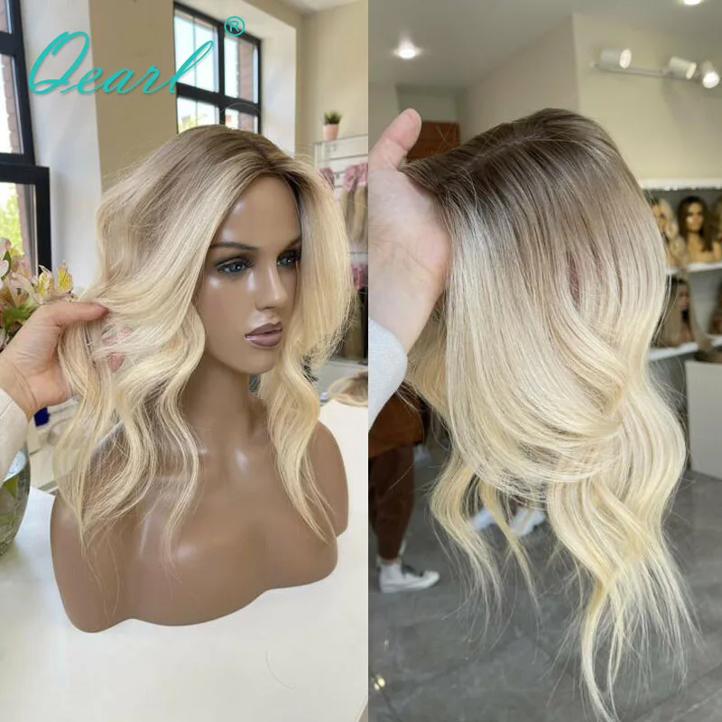 HD Invisible Transparent 13x4 Lace Frontal Wigs Light Brown Platinum Blonde Real - £82.06 GBP+