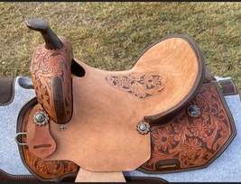 Western Barrel floral tooled Fiber Glass Tree Saddle with tack Set and f... - $7,018.40 MXN+