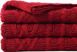 Battilo Christmas Dark Red Throw Blanket For Couch, Bed, Sofa, 51&quot;X67&quot;, Woven - £32.55 GBP