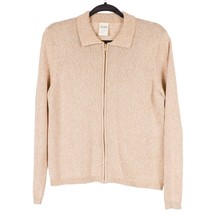 Blair Womens Sweater Jacket S Tan Speckled Full Zipper Cotton Blend Card... - £13.34 GBP