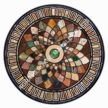 Attractive Design Marble Round Dining Room Table Top Inlay Garden Decor E470 - £1,691.54 GBP+