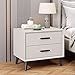 Modern Luxury Double Drawer Bedside Table, White/Grey Wood Narrow Side Table, Le Item image 6