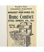 Home Comfort Range Worlds Fair 1894 Advertisement Victorian Cooking 1 AD... - $367.32 MXN