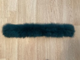 Adrienne Landau Rabbit&amp; Fox Fur Women’s Dark Green Collar Scarf 28” - £39.33 GBP
