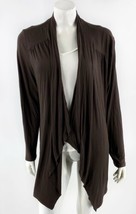 J Jill Cardigan Top Size Large Brown Open Drape Front Stretch Solid Womens - $39.60