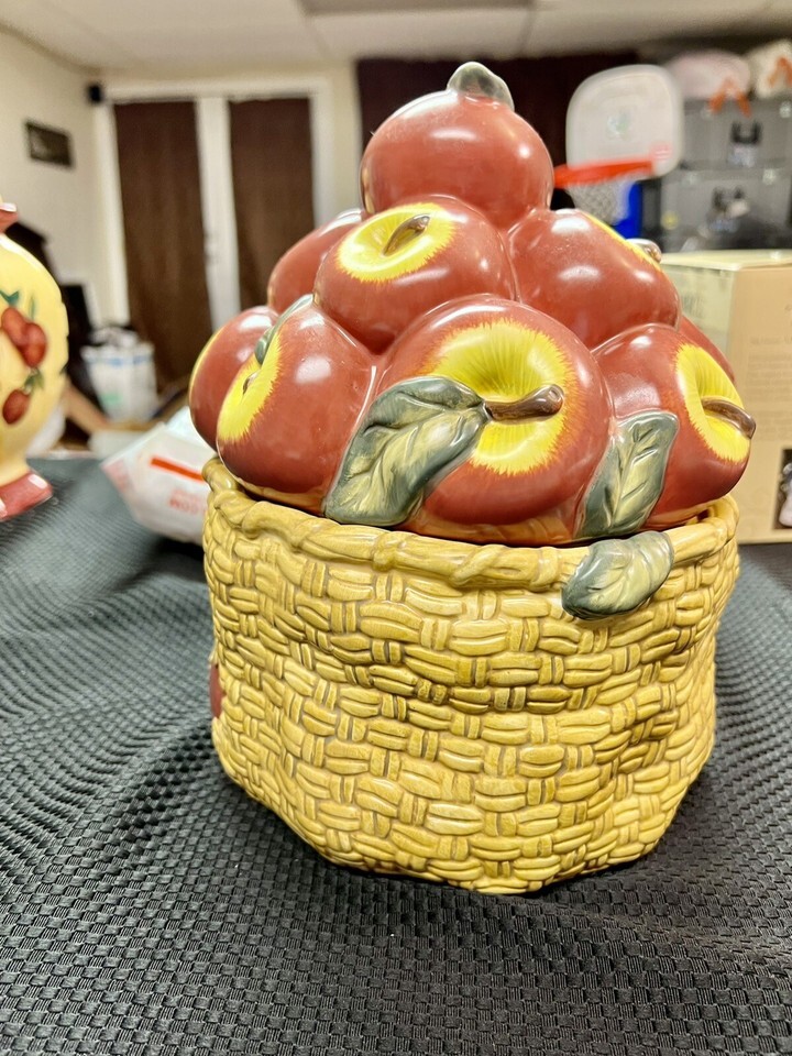 Cute 5 Cent Apples Cookie Jar Canister Apples By Elements Item image 3