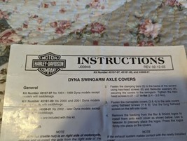 HARLEY DAVIDSON INSTRUCTION SHEET Dyna Swingarm Axle Covers. Kit #&#39;s in ... - $3.95